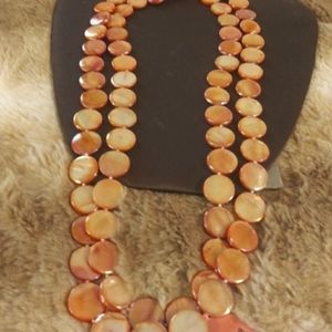 Orange Shell Beaded Endless Necklace 46 Inches NWT